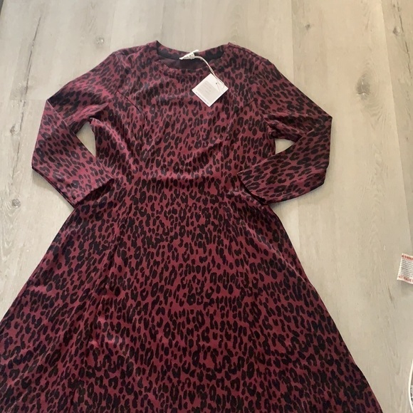 NWT Beach Lunch Lounge‎ Skye animal print Leopard Dress maroon black career M - Picture 9 of 10
